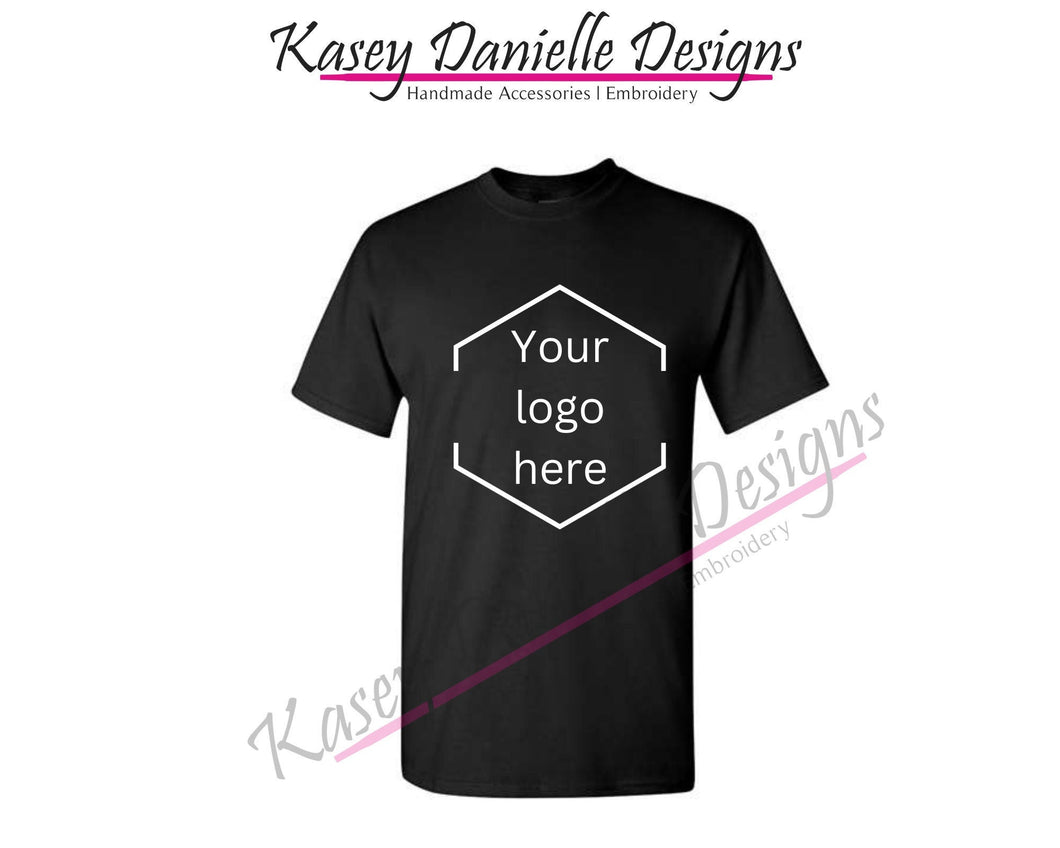 Front Logo Printed T-shirt, Custom Chest Logo Short Sleeve Business Graphic T-shirts, Front Logo Only Tees