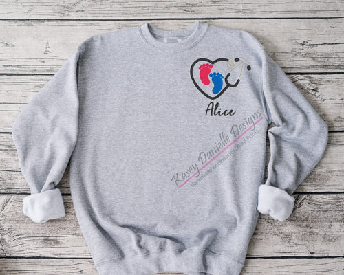 Custom NICU PICU Embroidered Crewneck, Embroider Neonatal Nurse Crewnecks , Pediatrician Doctor Sweatshirts, Midwife Doula Custom Sweatshirt