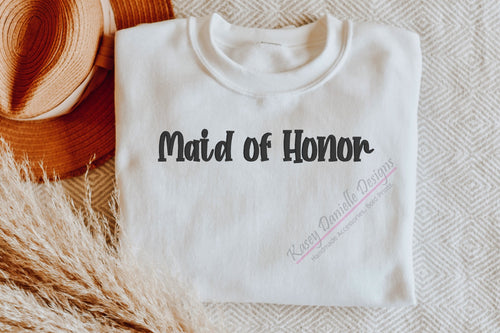 Maid of Honor Embroidered Crewneck, Wedding Party Crewnecks ,  Bachelorette Party Sweatshirts, Gifts for Bridesmaid Sweatshirt, Bridal Party