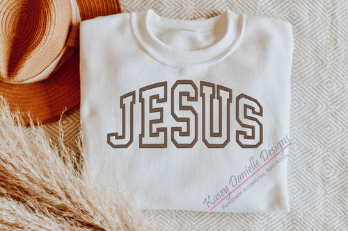 Team Jesus Varsity Embroidered Crewneck, Faith Christian Sweatshirts, Religious Crewnecks, Spiritual Sweatshirt, Gifts for Believers